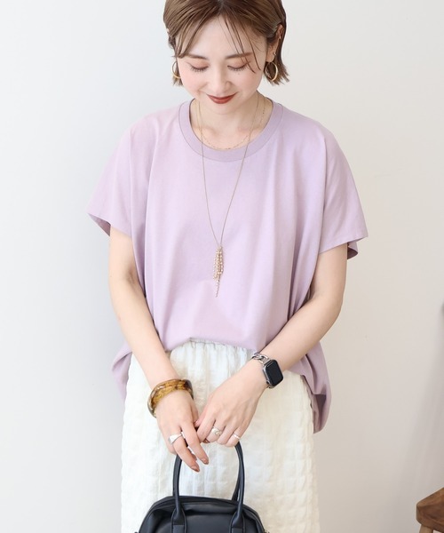 tシャツ 裏毛サイドスリットフレンチスリーブプルオーバー レディース ＆HALF tシャツ フレンチスリーブプルオーバー レディース