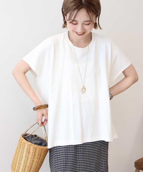 tシャツ 裏毛サイドスリットフレンチスリーブプルオーバー レディース AMERICAN HOLIC tシャツ フレンチスリーブ後切替プルオーバー