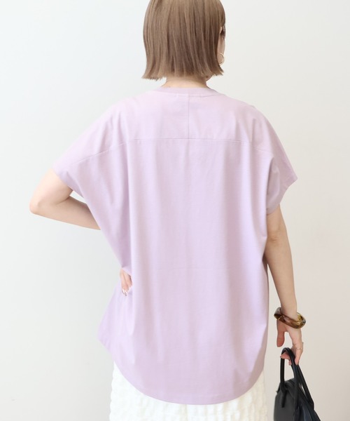 tシャツ 裏毛サイドスリットフレンチスリーブプルオーバー レディース AMERICAN HOLIC tシャツ フレンチスリーブ後切替プルオーバー
