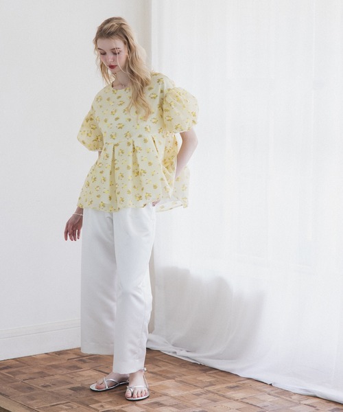 MERAKI ブラウス シャツ フラワーボックスプリーツブラウス レディース