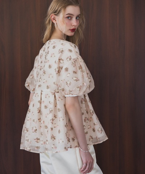 MERAKI ブラウス シャツ フラワーボックスプリーツブラウス レディース