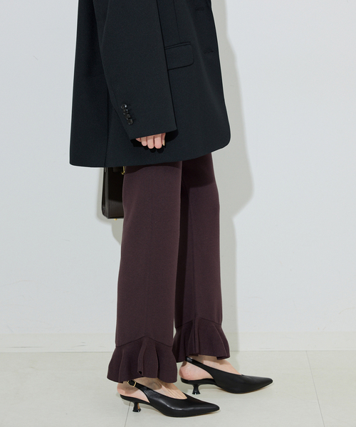 IENA✨24SS✨ニットフリルパンツ　ブラック　パンツ　ティアード　近年　38 SLOBE IENA パンツ ニットフリルパンツ レディース : ZOZOTOWN