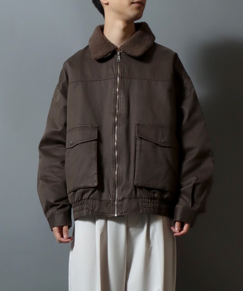 ANPAS（アンパス） ブルゾン アウター Faux waxed jacket/襟ボア