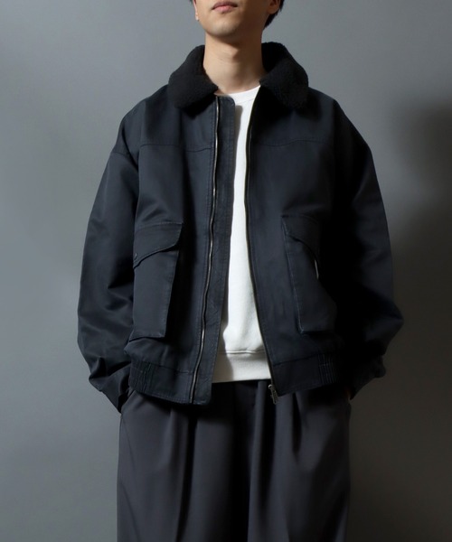 ANPAS（アンパス） ブルゾン アウター Faux waxed jacket/襟ボア