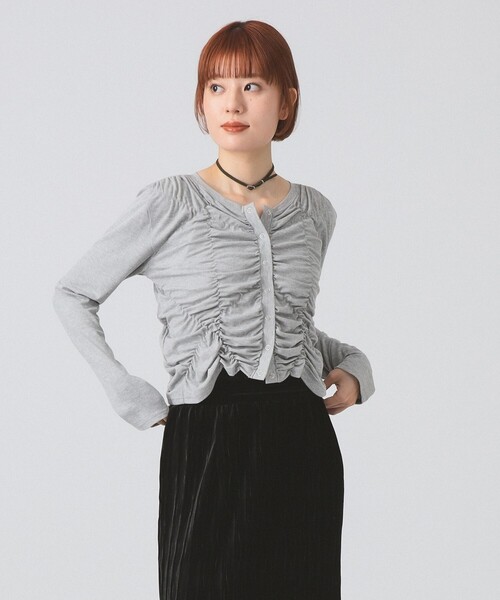 RAY BEAMS フリルレースカーディガン Ray BEAMS（レイ ビームス）Nadia Wire / Ripple Cardigan（トップス