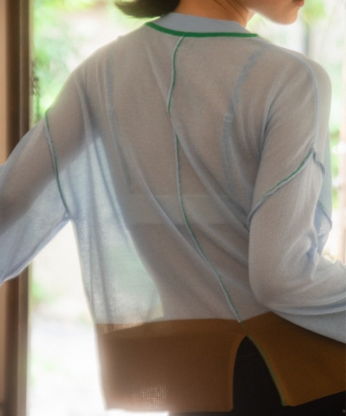 pamm 半袖ニット PAMM ニット セーター see-through zip tops レディース