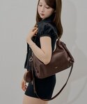 ボストンバッグ ポーチチャーム付きスエードコン...の詳細画像5