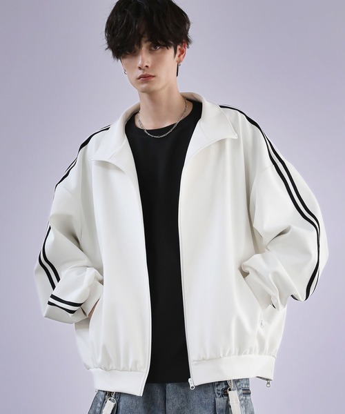 「LILL」 ジップアップブルゾン S ブラック×パープル メンズ_画像2