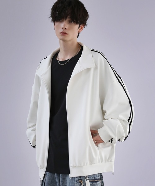 「LILL」 ジップアップブルゾン S ブラック×パープル メンズ_画像4