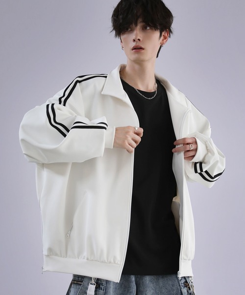 「LILL」 ジップアップブルゾン S ブラック×パープル メンズ_画像5