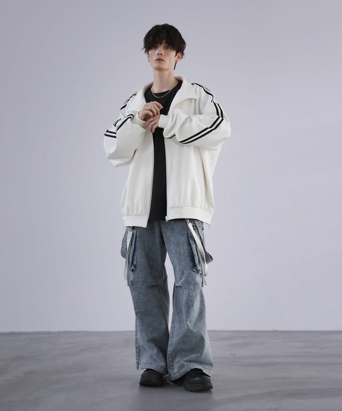 「LILL」 ジップアップブルゾン S ブラック×パープル メンズ_画像8