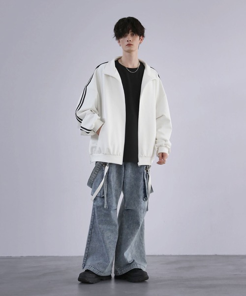 「LILL」 ジップアップブルゾン S ブラック×パープル メンズ_画像9