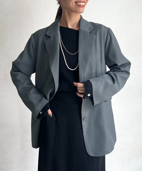 お値下げ致しました✨courreges♥️ダークグレー テーラードジャケット Chez toi（シェトワ） ジャケット テーラードジャケット ライナー付き