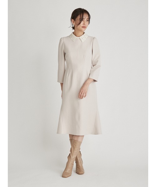 CELFORD」 長袖ワンピース 34 ベージュ レディース 