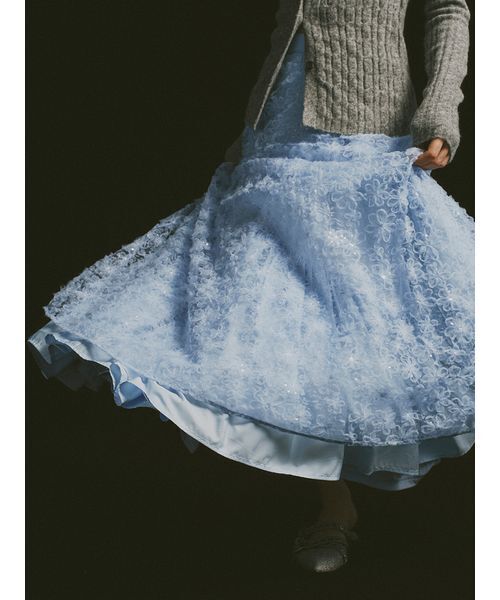 FURFUR（ファーファー） スカート 立体フラワーレーススカート
