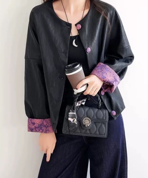 【美品】BARBERRYノーカラージャケット　38 CADBURY（キャドバリー） ジャケット ノーカラージャケット ノーカラー