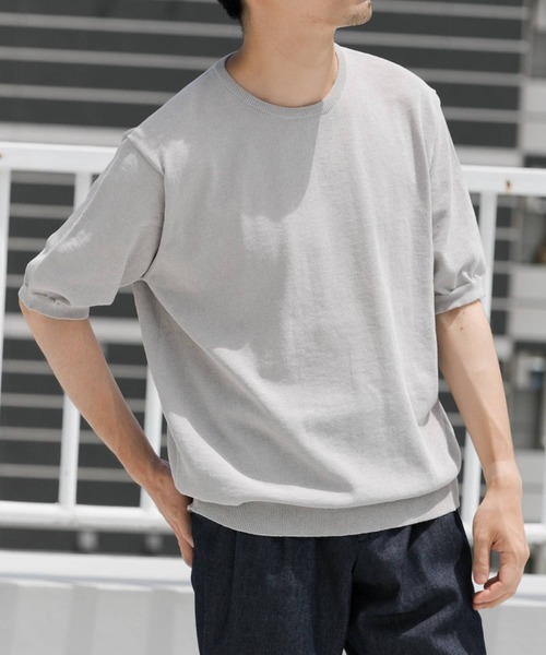 「URBAN RESEARCH ROSSO MEN」 半袖ニット MEDIUM カーキ メンズ_画像3