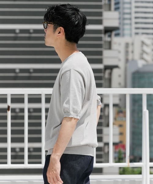 「URBAN RESEARCH ROSSO MEN」 半袖ニット MEDIUM カーキ メンズ_画像4