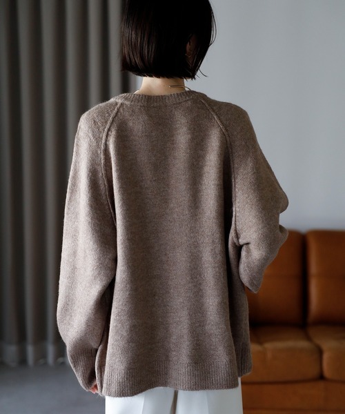 amini カーディガン 「2025 AW」もちもちニット ラグランスリーブ