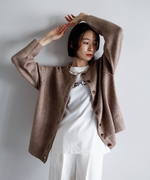 amini カーディガン 「2025 AW」もちもちニット ラグランスリーブ