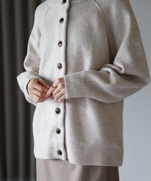 amini カーディガン 「2025 AW」もちもちニット ラグランスリーブ