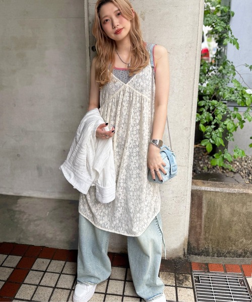 「DOUBLE NAME」 キャミソールワンピース FREE オフホワイト レディース_画像3