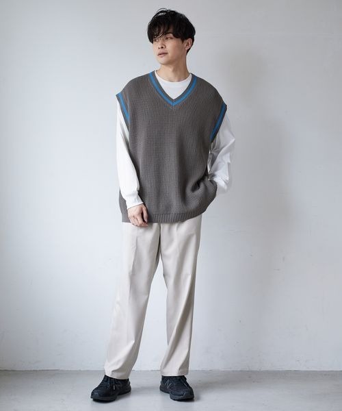 ノースリーブセーター 黒 グレー　L LOWRYS FARM（ローリーズファーム） ノースリーブニット LARGE グレー