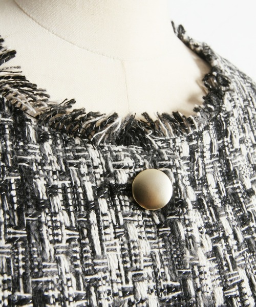 「&. NOSTALGIA」 ツイードジャケット M グレー レディース_画像7