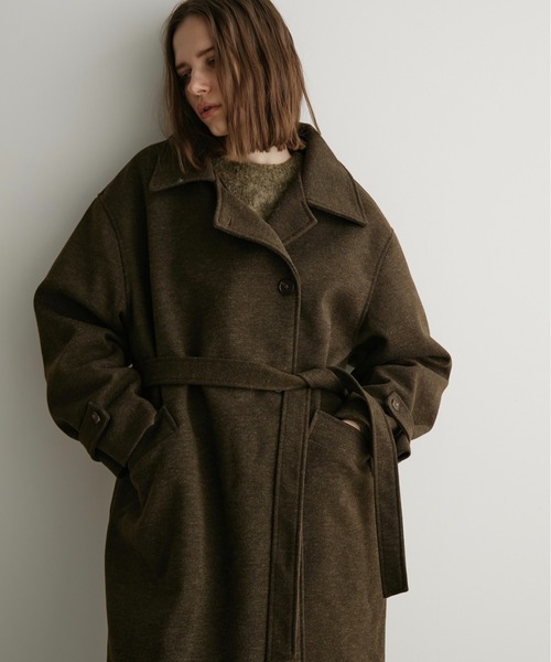 りんごさま専用CALICO ウールロングコート Lサイズ LOSCa ステンカラーコート コート ウールライクダブルロングコート