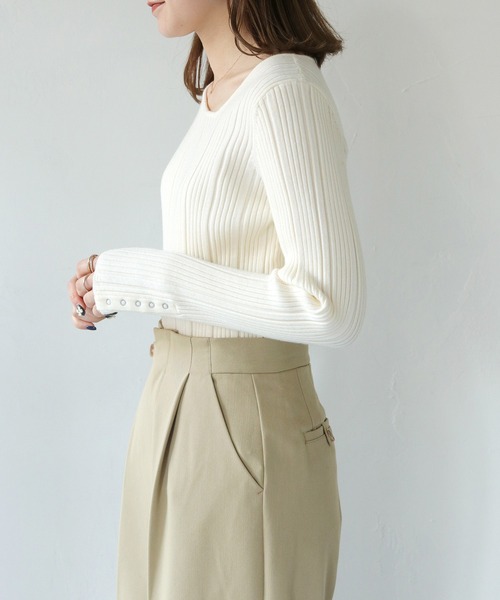 「HER CLOSET」 長袖ニット M チャコールグレー レディース_画像4