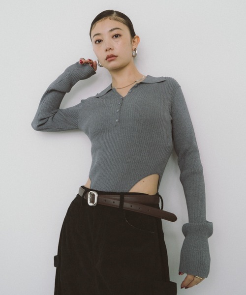 「HANNE」 長袖ニット フリー グレー レディース_画像6
