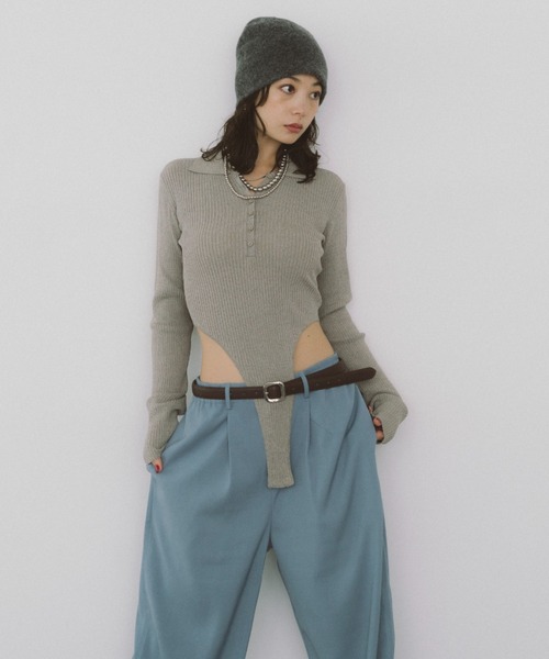 「HANNE」 長袖ニット フリー グレー レディース_画像7