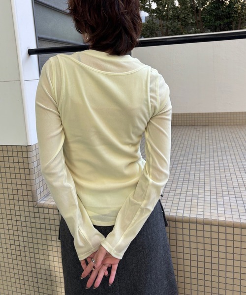 Ameri（アメリ） tシャツ CROSS LAYERED FLOCKY TULLE TOP レディース