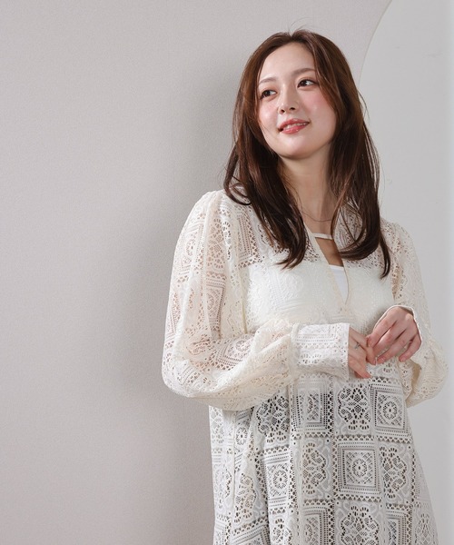 en CAnAF ワンピース 「クロシェ編み風で可愛い」ブロックレース
