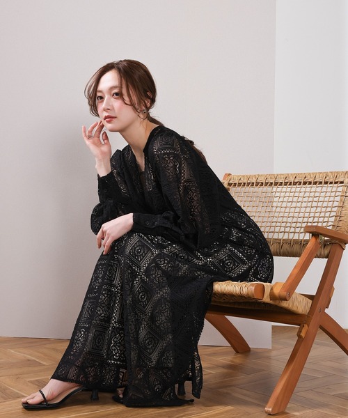 en CAnAF ワンピース 「クロシェ編み風で可愛い」ブロックレース