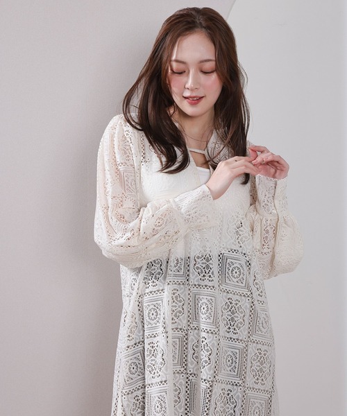 en CAnAF ワンピース 「クロシェ編み風で可愛い」ブロックレース