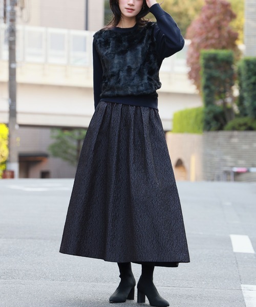 ELFRANK ロングスカート FREE ネイビー レディース : ZOZOTOWN Yahoo