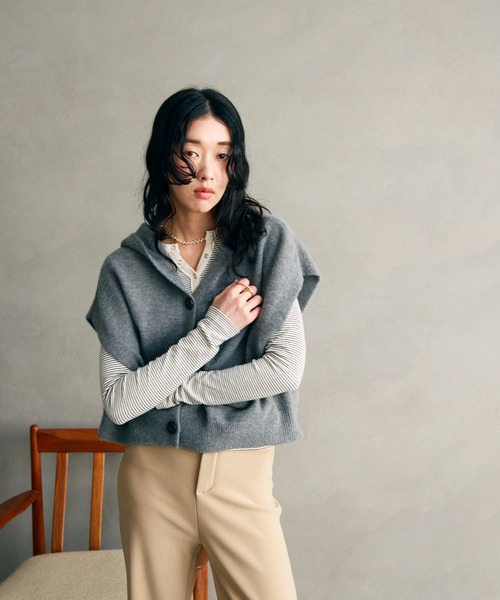 tシャツ ボーダーヘンリーネックロングスリーブトップス レディース