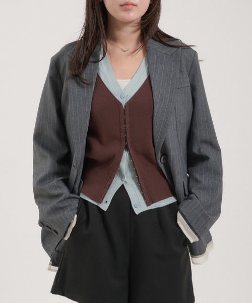 Perushu ジャケット テーラードジャケット Sheer Layered Jacket
