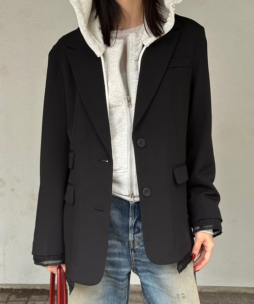 Perushu ジャケット テーラードジャケット Sheer Layered Jacket