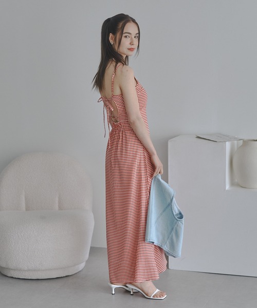 「JUST A NOON」 キャミソールワンピース FREE ネイビー レディース_画像4
