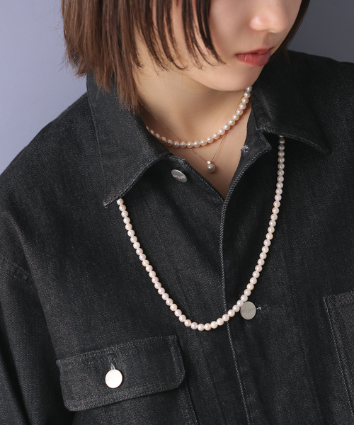 ネックレス 「WEB限定」パール*キューブネックレス K10 レディースの画像