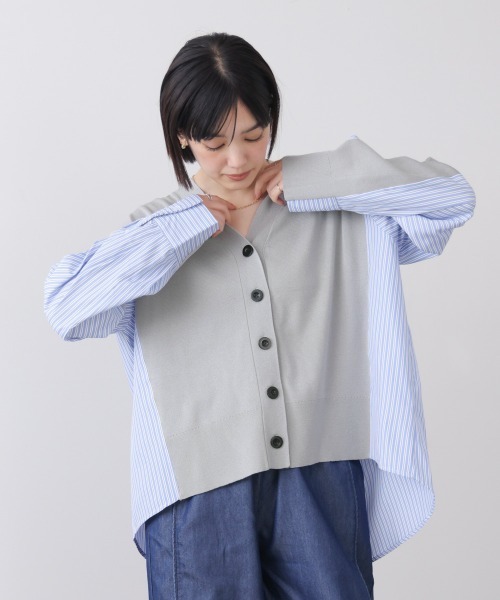 Bou Jeloud（ブージュルード） カーディガン 布帛切替ニット