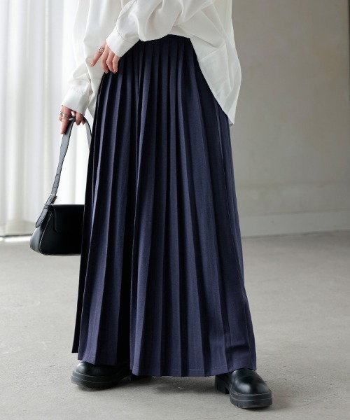 「HUG.U」 プリーツスカート - ネイビー レディース_画像2
