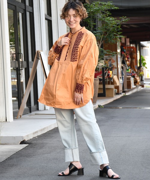 「sara mallika」 長袖ブラウス FREE キャメル レディース_画像5