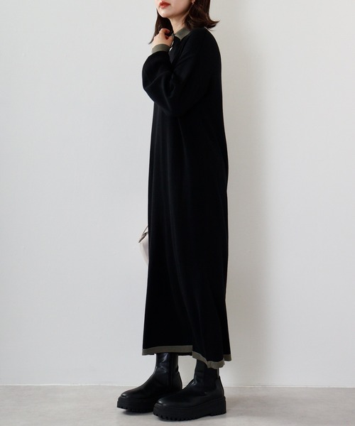 「Anna Nicola」 ニットワンピース 38 ブルーグリーン レディース_画像9