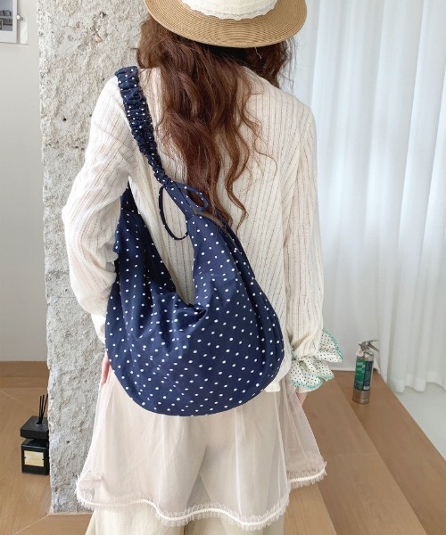 ショルダーバッグ バッグ ドット柄シャーリング ショルダーバッグ
