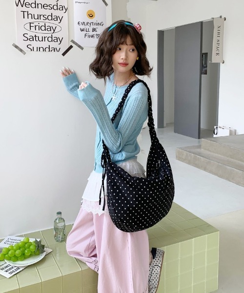 ショルダーバッグ バッグ ドット柄シャーリング ショルダーバッグ