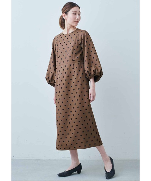「IEDIT」 半袖ワンピース MEDIUM キャメル レディース_画像2