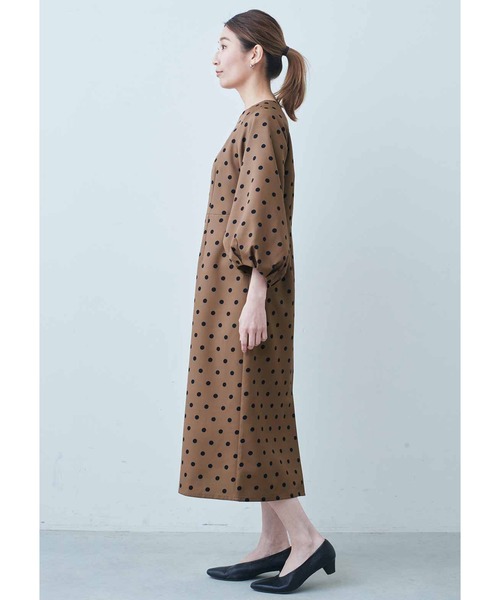 「IEDIT」 半袖ワンピース MEDIUM キャメル レディース_画像3